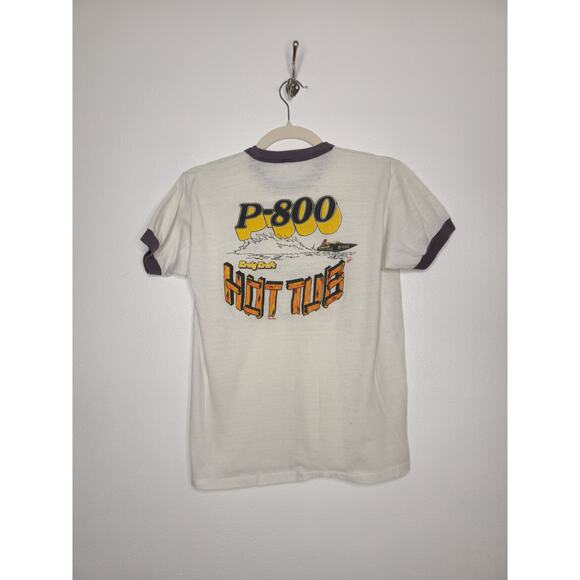 Vintage 70s 80s Ringer Featherfoot Scandia Down Shops Boat Racing Sportswear Med - Picture 9 of 9